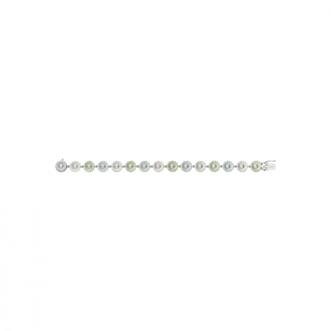 DAISY Bracelets (Silver) GREEN ENAMEL