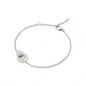 DAISY LAYERED Bracelets (Silver) WHITE ENAMEL