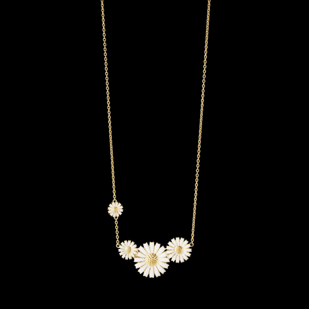 DAISY Pendant Silver Goldpläterad WHITE ENAMEL 
