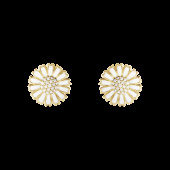 DAISY Earrings Gold-plated Silver Diamonds WHITE ENAMEL 11 MM DAISY Earrings Gold-plated Silver Diamonds WHITE ENAMEL 11 MM