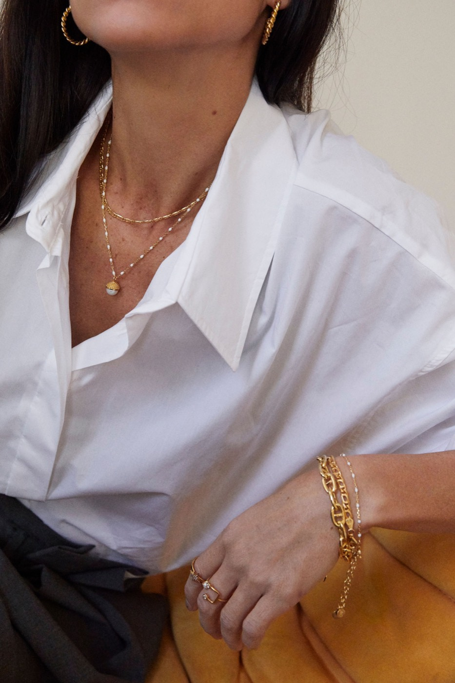 Letters beaded Necklaces 40-45 white Gold