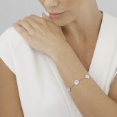 DAISY Bracelets Silver RH WHITE ENAMEL 5X11 MM DAISY 18.5 cm