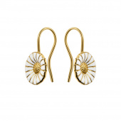 DAISY EarringS Silver Goldpläterad WHITE ENAMEL 11 MM
