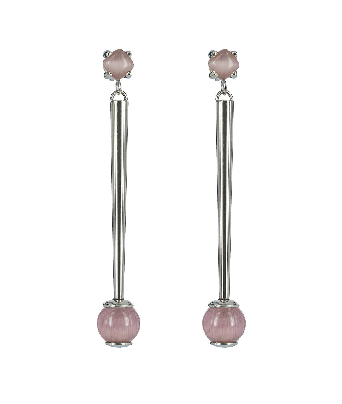 VICTORIA Long Earrings Steel/Rosa