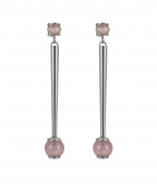 VICTORIA Long Earrings Steel/Rosa
