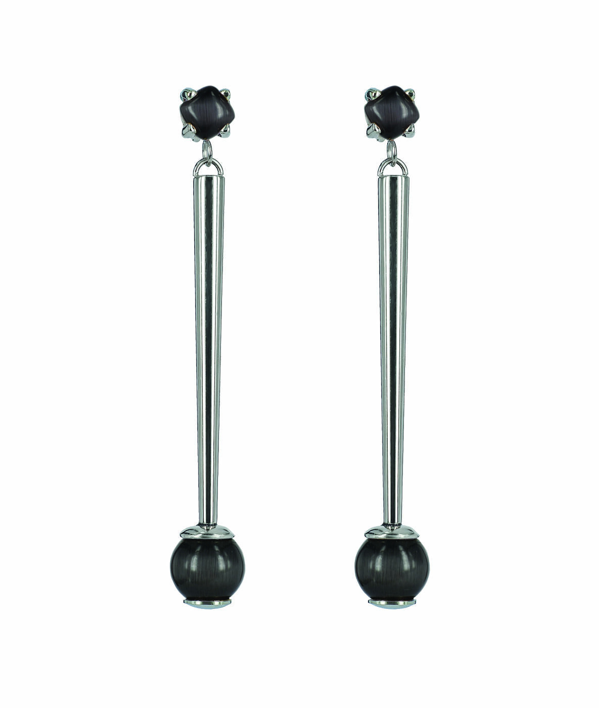 VICTORIA Long Earrings Steel/Gray