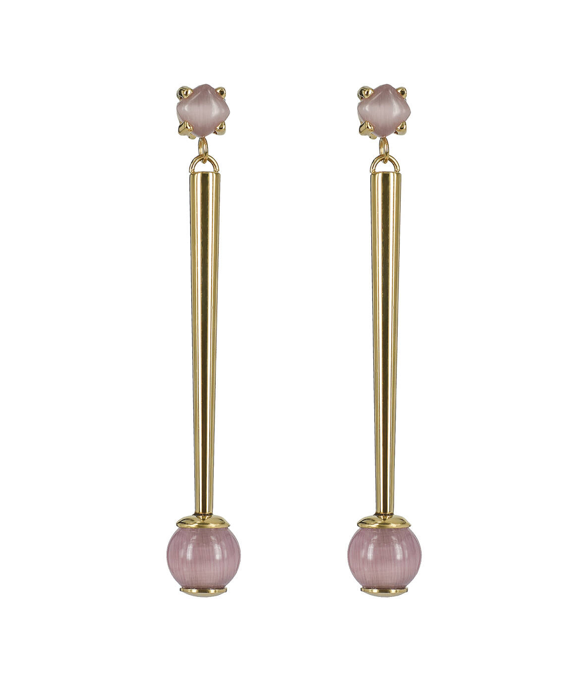 VICTORIA Long Earrings Gold/Rosa