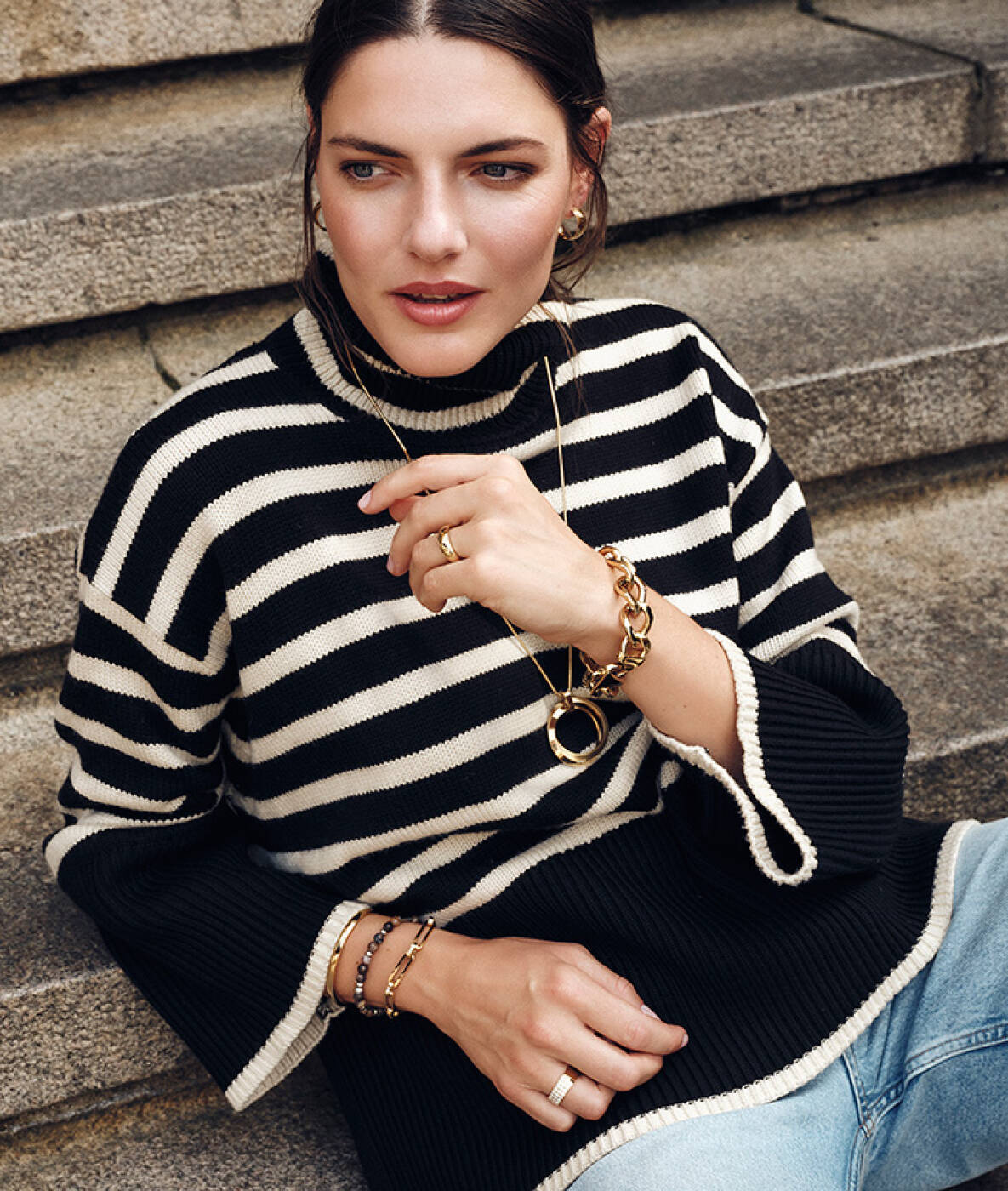 CHELSEA Long Necklaces Steel/Black