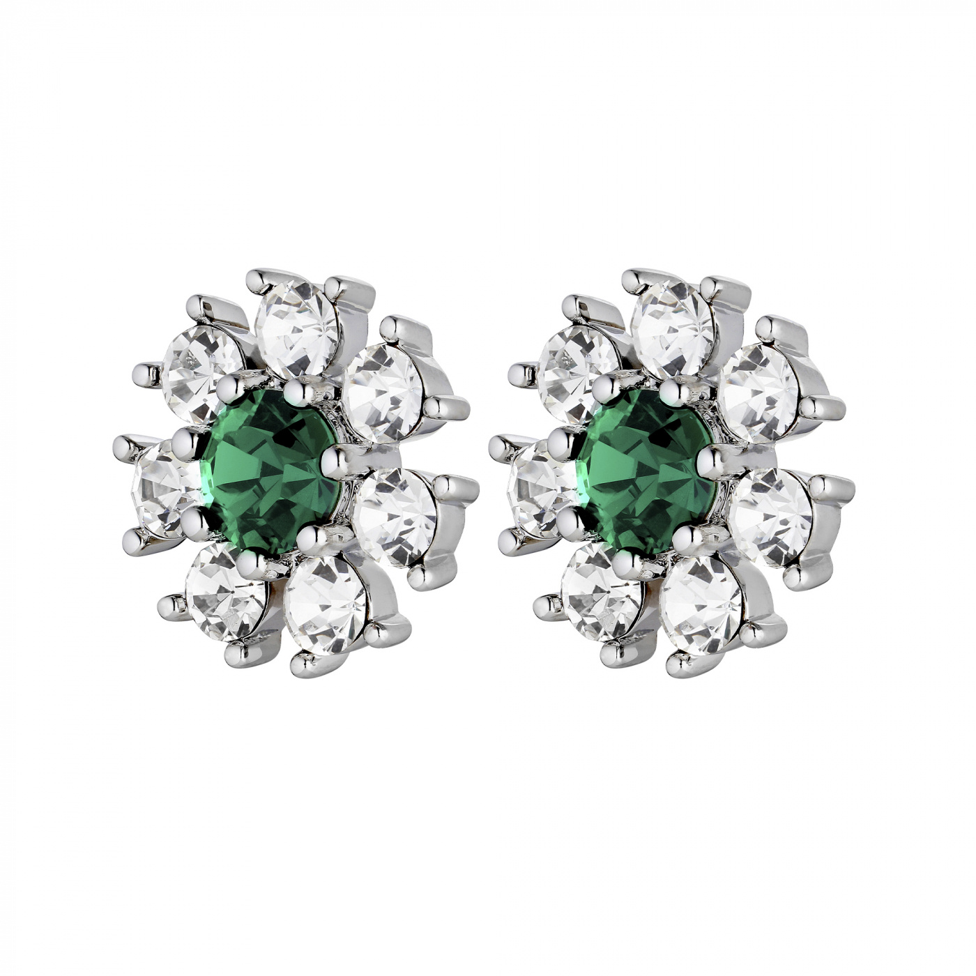 AUDE Silver EMERALD GREEN / CRYSTAL Earring