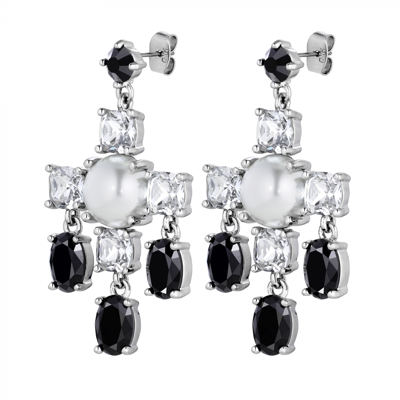 LEONORA Silver CRYSTAL / BLACK Earring