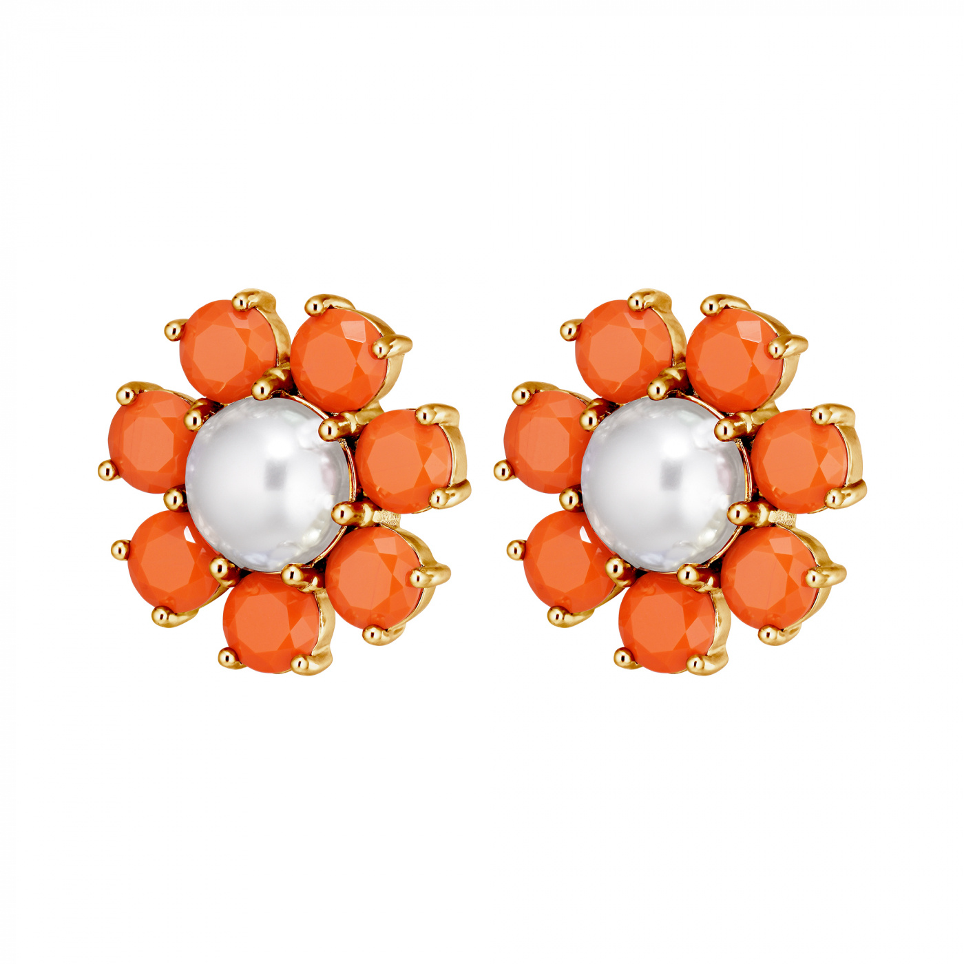 AUBRA SG CORAL / WHITE PEARL Erarrings Gold