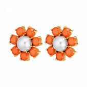 AUBRA SG CORAL / WHITE PEARL Erarrings Gold AUBRA SG CORAL / WHITE PEARL Erarrings Gold