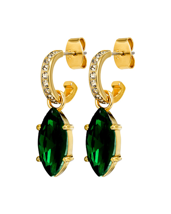 JUNIPE SG EMERALD GREEN EARRINGS GOLD