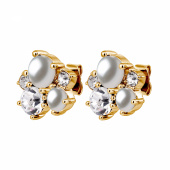 MINNIE SG CRYSTAL / WHITE PEARL Earrings Gold MINNIE SG CRYSTAL / WHITE PEARL Earrings Gold
