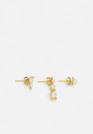 Shibuya Stud Earrings Set Goldplated Silver