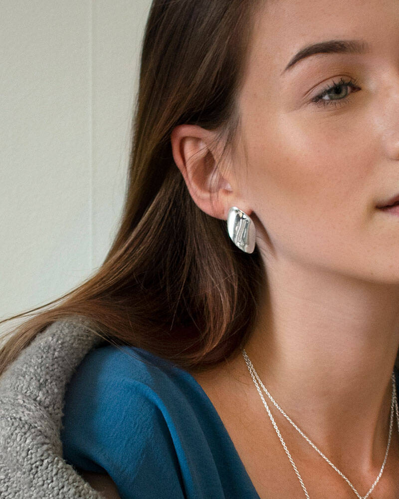 Aqua medium Earring silver