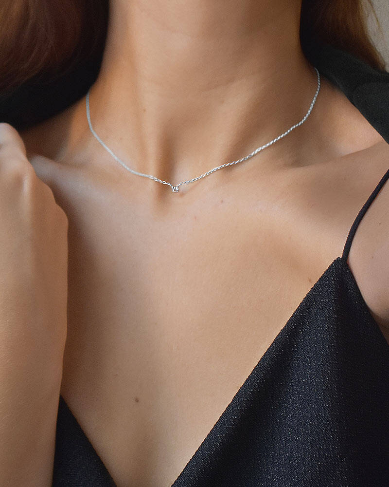 Diamond Sky drop Necklaces silver