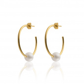 Pearl Hoops Earring (Gold)