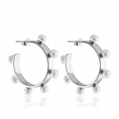 Funky Pearl Hoops Earring (silver)
