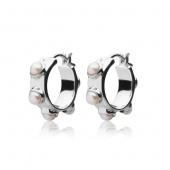 Funky Pearl Mini Hoops Earring (silver)