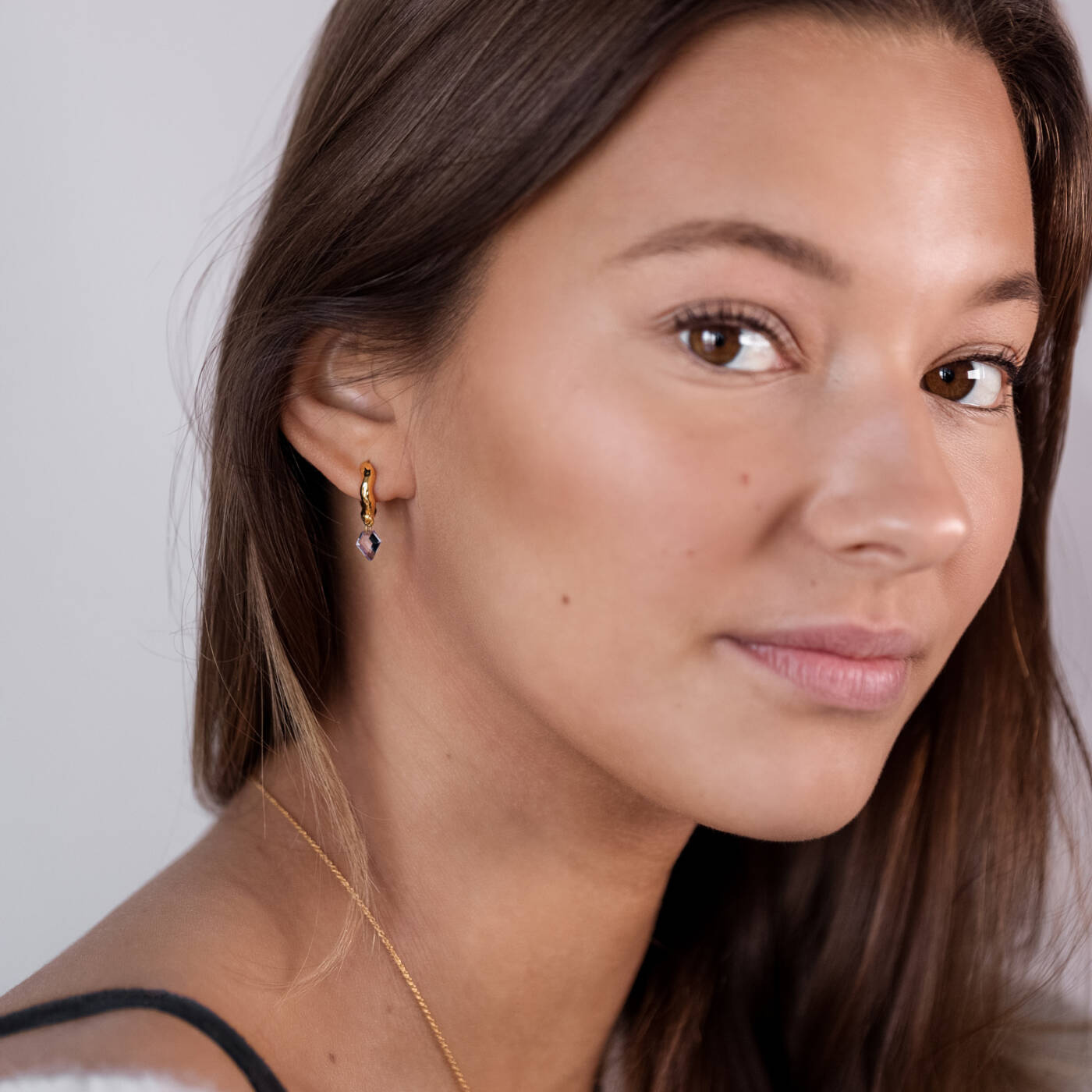 Diamona Amethyst Earring Gold