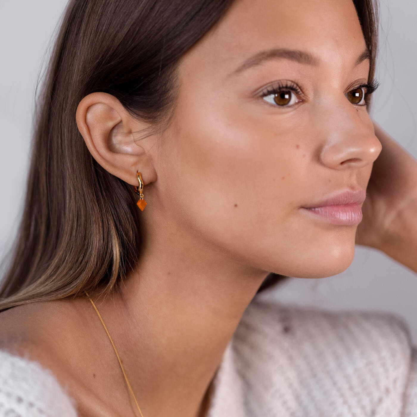 Diamona Carnelian Earring Gold