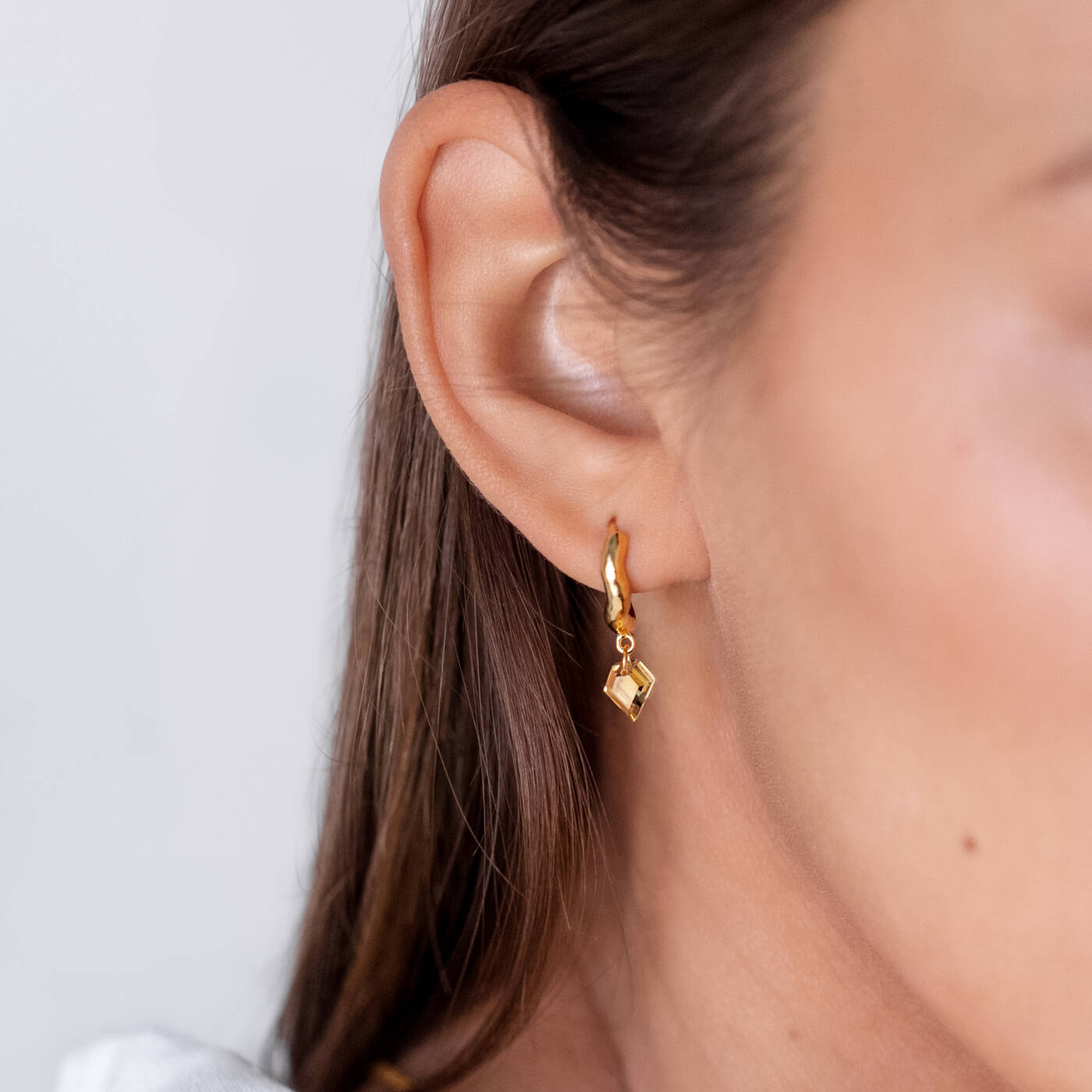 Diamona Citrine Earring Gold