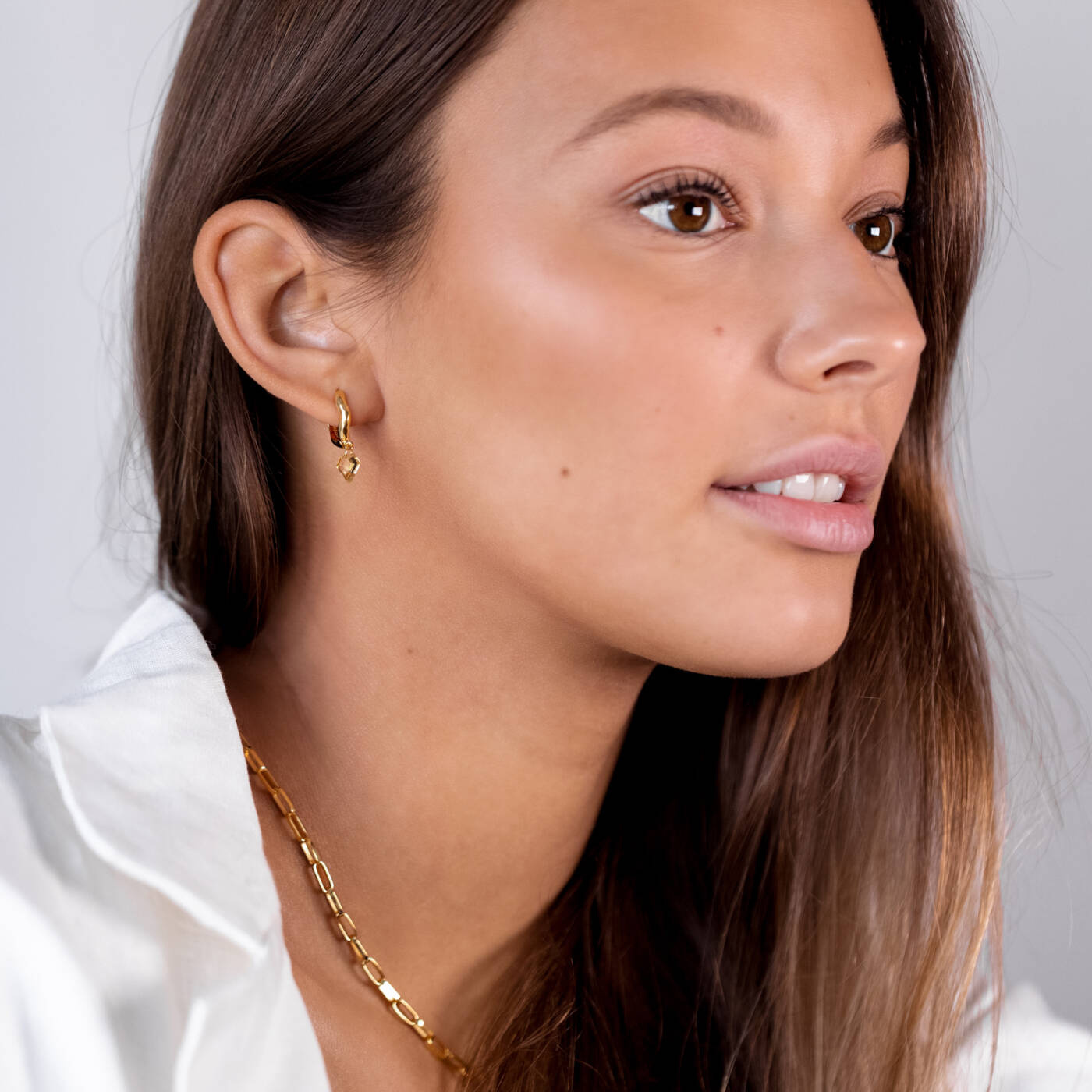 Diamona Citrine Earring Gold