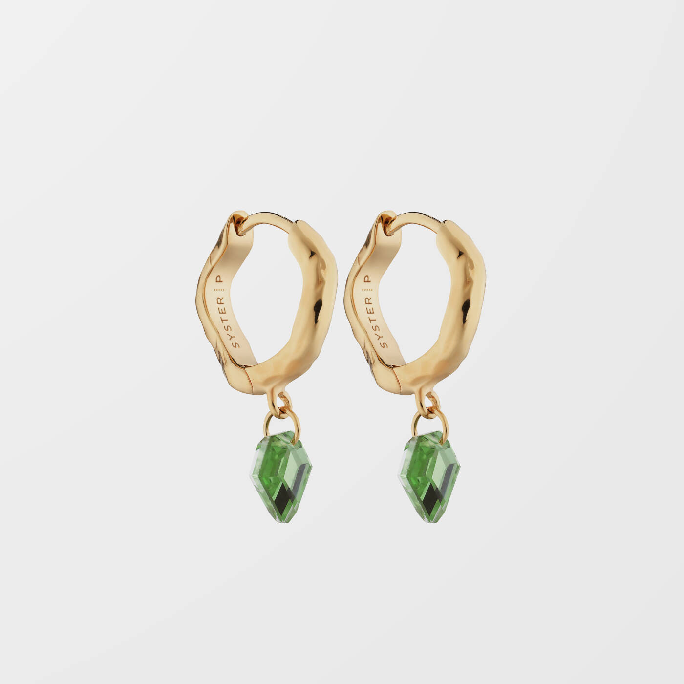 Diamona Green Quartz Earring Gold