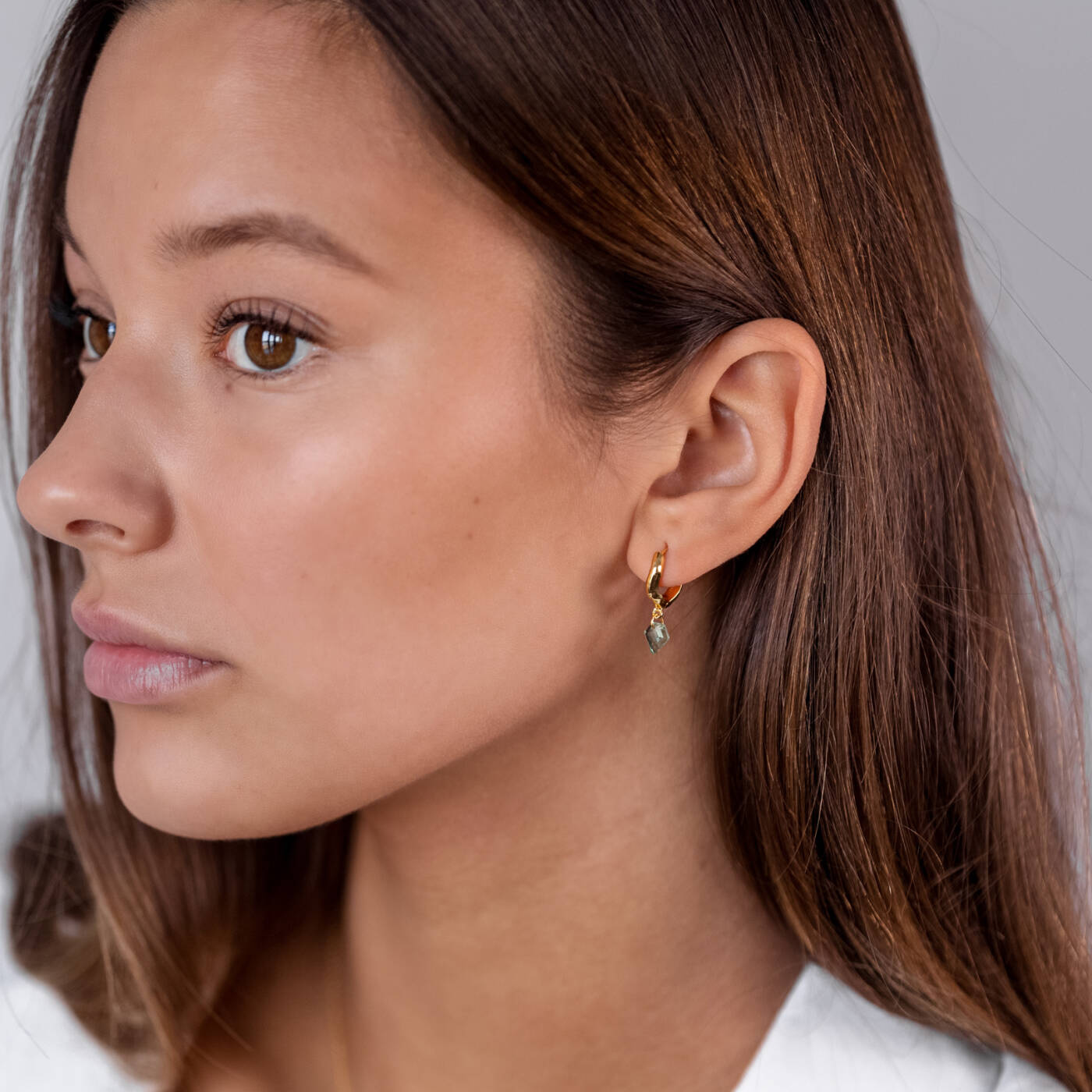 Diamona Green Quartz Earring Gold