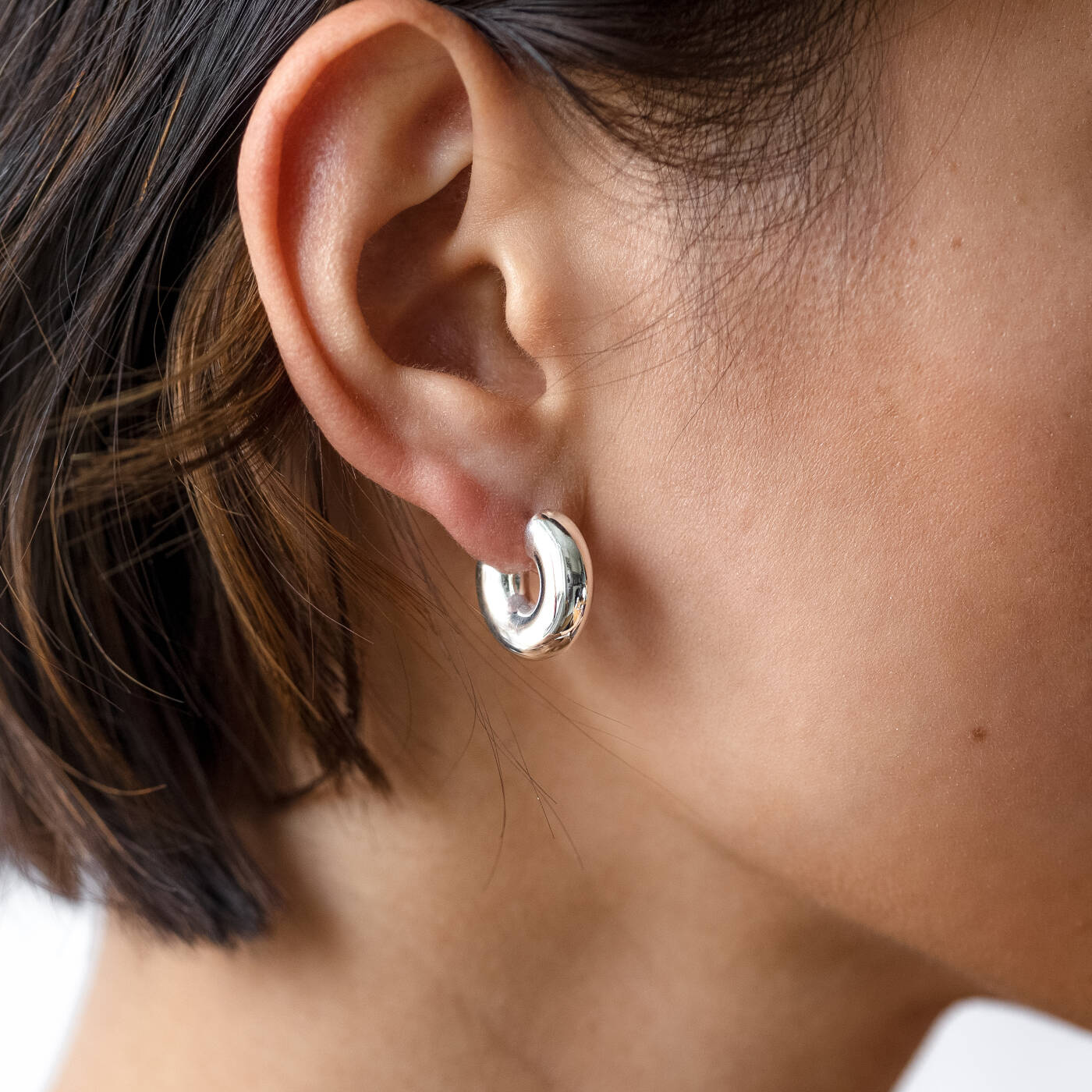 Bolded Little Sis Hoops Silver