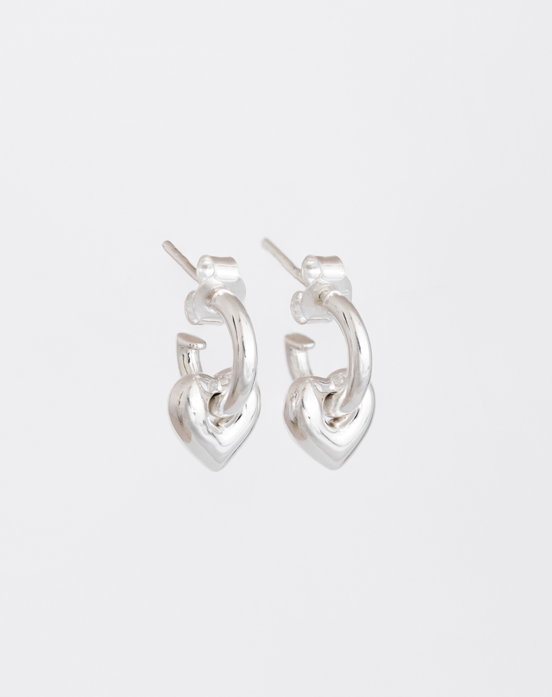 La La Love Fat Heart Earring Silver