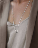 Loving heart medium single long Necklaces silver