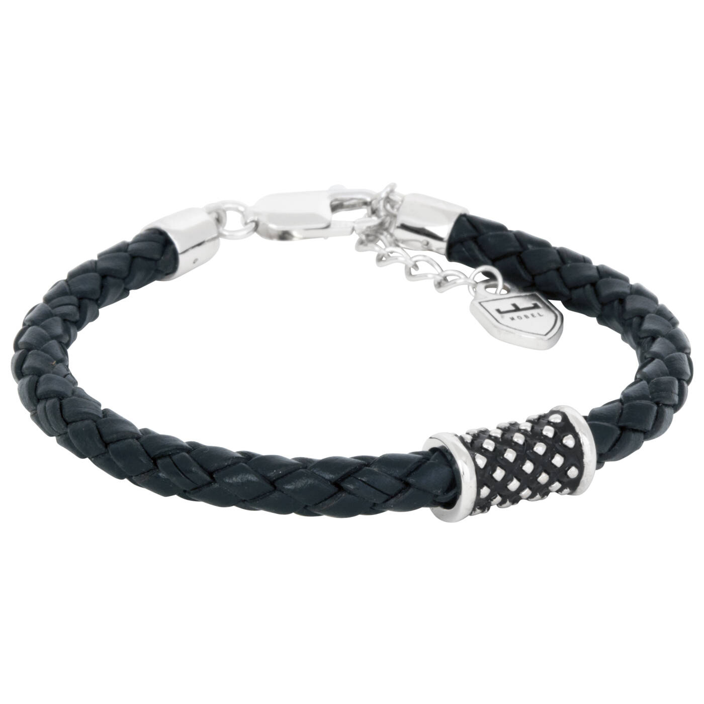 Silver/läderBracelets svart. Oxiderad silverhylsa. 19,5+3cm