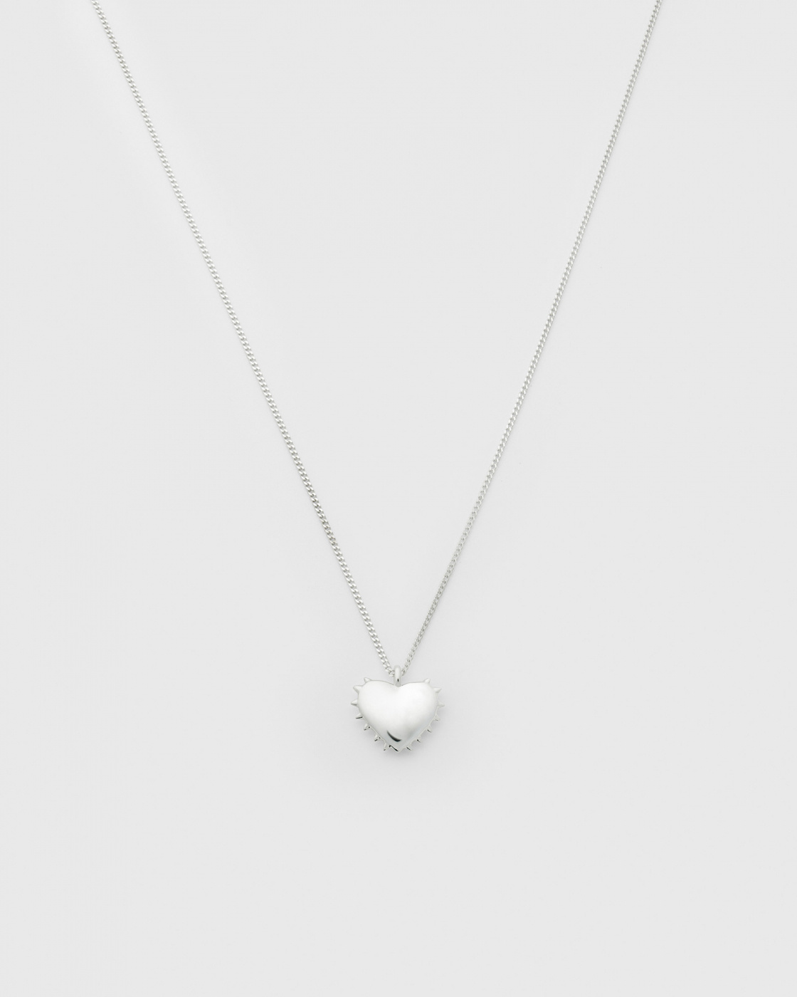 True Love Spike Heart Necklaces Silver
