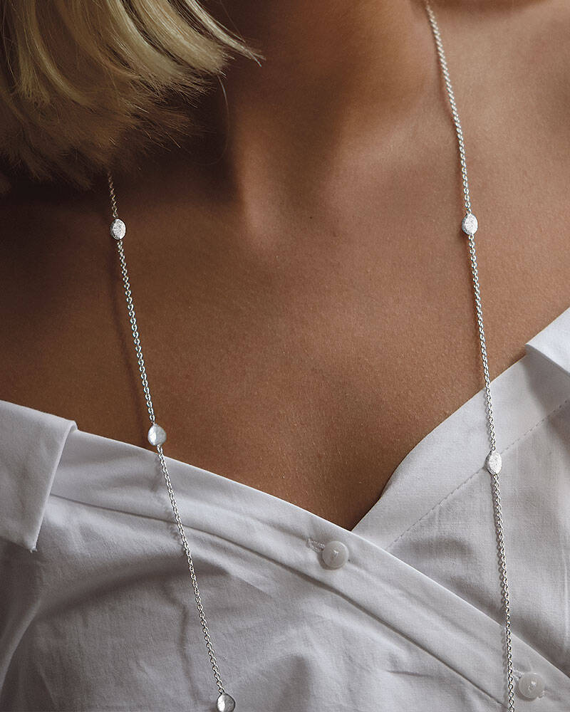 Pebbles long Necklaces silver