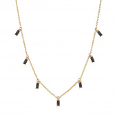 PRINCESS BAGUETTE Necklaces Black Zirkoner (Gold)
