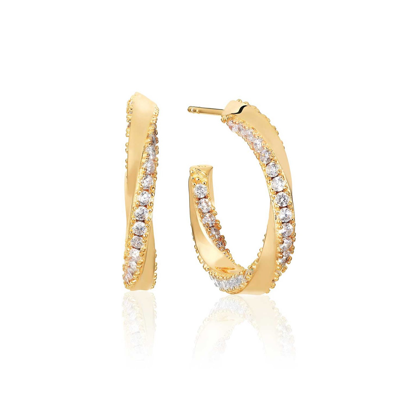FERRARA CREOLO MEDIO Earring White Zirkoner (Gold)
