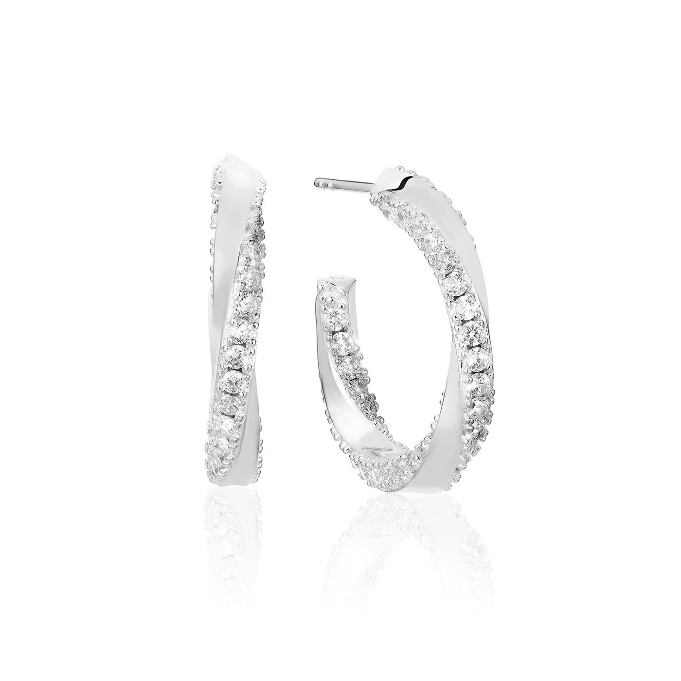 FERRARA CREOLO MEDIO Earring White Zirkoner (silver)