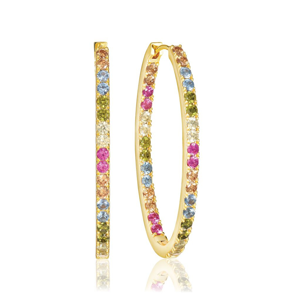 Ellisse Medio - 18k Goldpläterade, med multifärgade zirkoner Earring