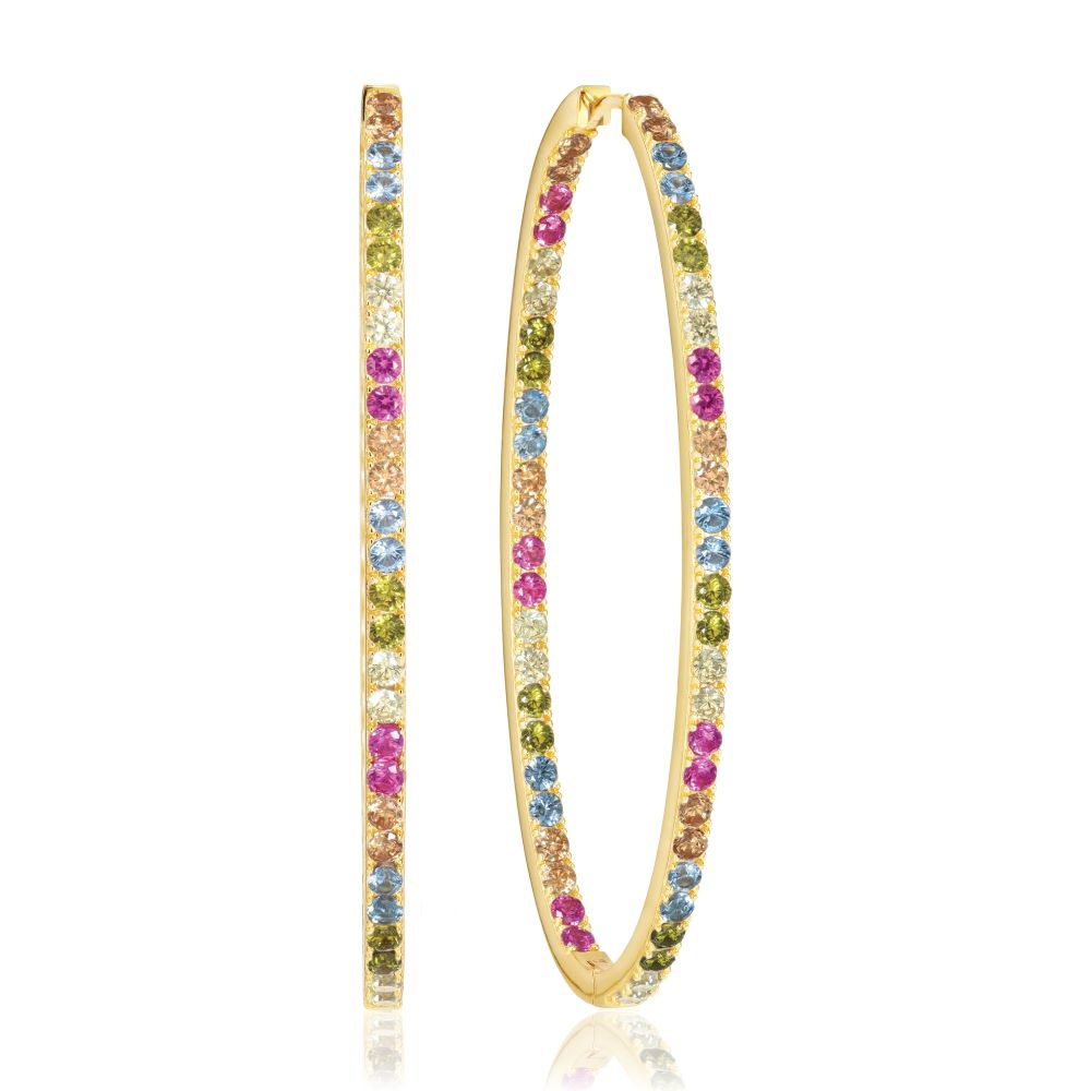 Ellisse Grande - 18k Goldpläterade, med multifärgade zirkoner Earring