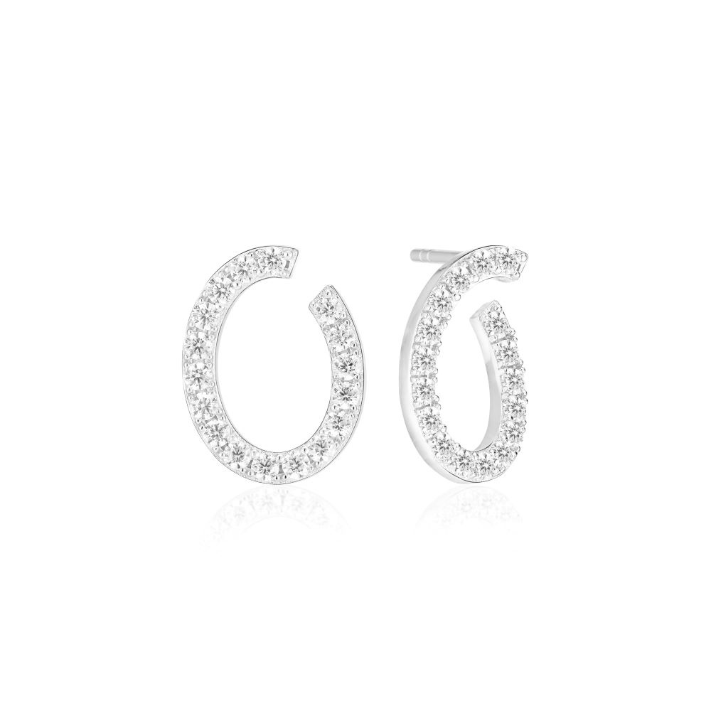 Ellisse Ovale - med vita zirkoner Earring