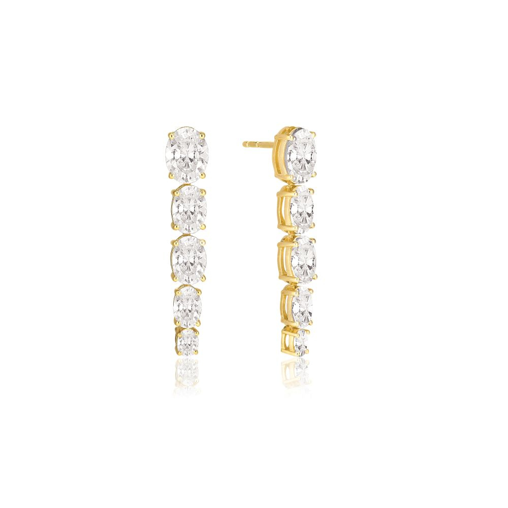 Ellisse Cinque - 18k Goldpläterade, med vita zirkoner Earring