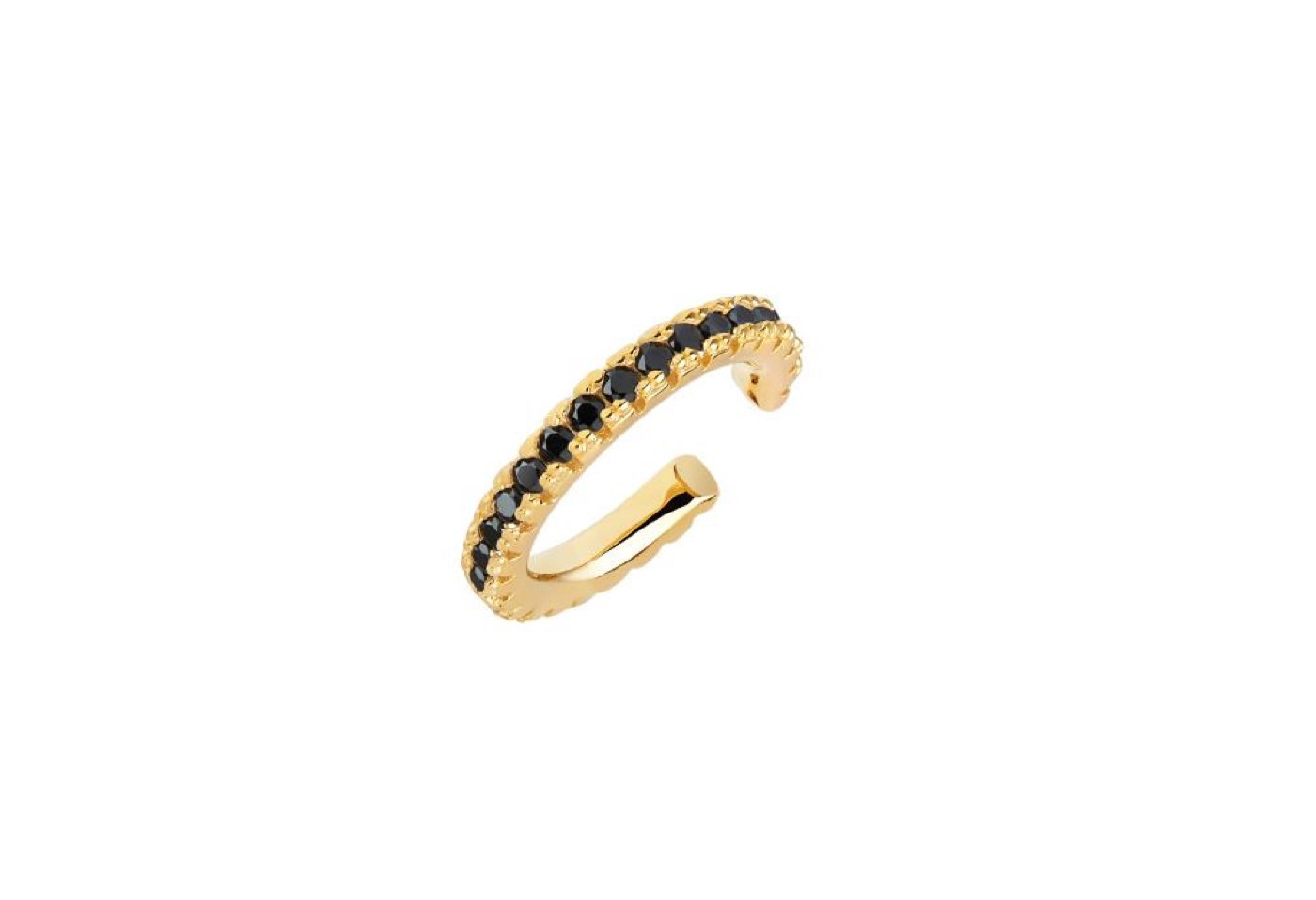 ELLERA PICCOLO EAR CUFF Black Zirkoner (Gold)