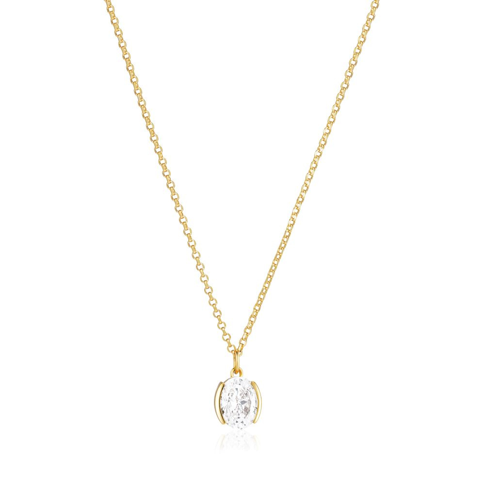Ellisse Carezza - 18k Goldpläterad, med vita zirkoner Necklaces