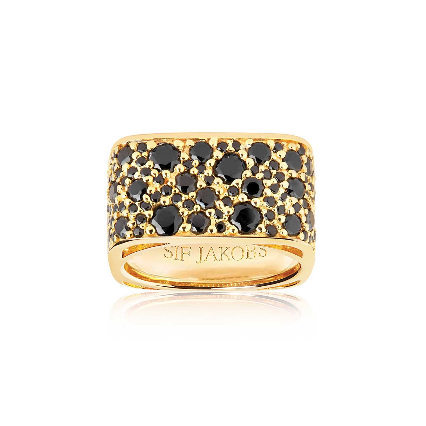 NOVARA QUADRATO ring Black Zirkoner (Gold)