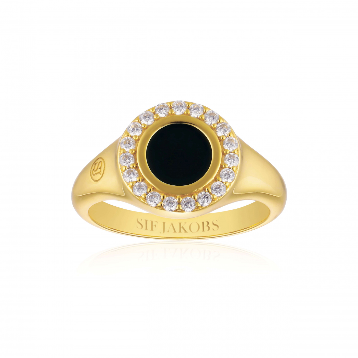 FOLLINA NERO PICCOLO Ring Vita Zirkonia och Svart Emalj Gold