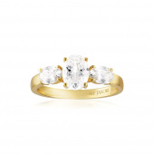 Ellisse Tre - 18k Goldpläterad, med vita zirkoner Ring  Ellisse Tre - 18k Goldpläterad, med vita zirkoner Ring