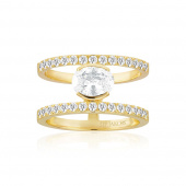 Ellisse Carezza Grande - 18k Goldpläterad, med vita zirkoner Ring Ellisse Carezza Grande - 18k Goldpläterad, med vita zirkoner Ring