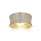 Feline Concavo - 18k Goldpläterad, med vita zirkoner Ring  Feline Concavo - 18k Goldpläterad, med vita zirkoner Ring